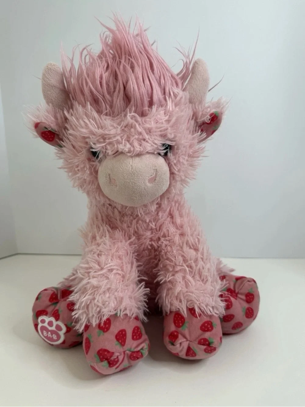 Build A Bear BAB Strawberry Highland Cow Stuffed Animal Pink Plush 2024 Rare